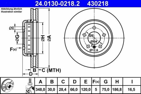 Диск тормозной (передний) BMW 5 (F10/F11)/6 (F06/F13) 09- (348x30) (с покрытием) (вент.)