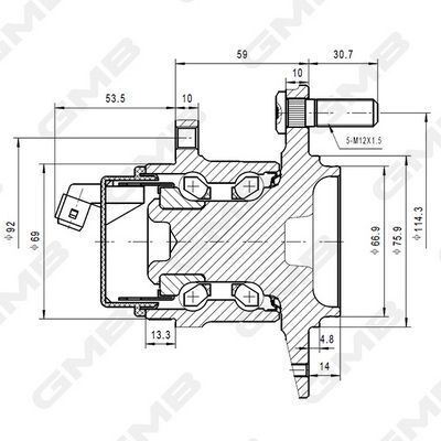 Підшипник задн. ступиці з abs ix20, kia soul, venga 09