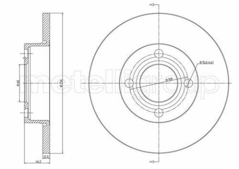 Диск тормозной передний Audi 80,100 76-91 VW