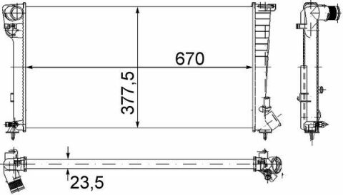 Радіатор охолодження Citroen Berlingo/Peugeot Partner 1.8D/1.9D 96- (МКПП) (670x366x24)