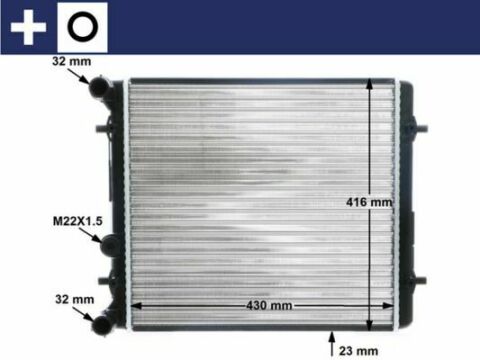 Радиатор охлаждения VW Golf IV 1.4-1.6 97-06/Skoda Octavia 1.4/1.6 96-10 (-AC) (МКПП)