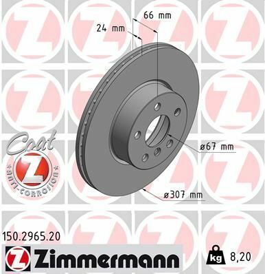 Диск тормозной (передний) BMW 2 (G42)/3 (G20/G80)/4 (G26/G23/G83) 20- (307x24)