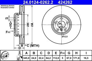 Диск тормозной (задний) BMW 3 (G20/G80)/5(G31)/6 (G32)/X5 (G05/F95) 17- (345x24) (с покрытием)(вент)