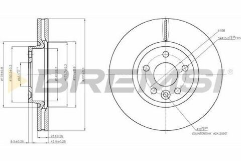 Гальмівний диск перед. Mondeo IV/S-MAX/Galaxy 06-15 (300x28)