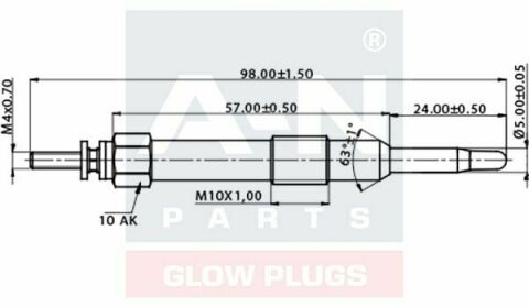 Свічка розжарювання (подвійна спіраль) 11V Bravo,Marea,Alfa Romeo 156 1.9/2.4JTD 97-,Mitsubishi L300 2.5TD 91- FIAT