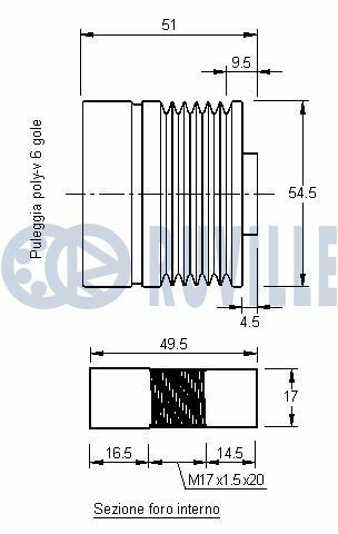 Шкив генератора punto/grande punto 1,3d multijet, opel 1,3cdti 05-.