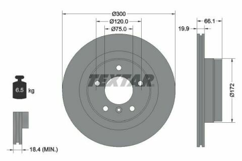 Диск гальмівний (задній) BMW 1 (E81/E87)/3 (E90/E91/E92) 05-13 (300x19.9) PRO