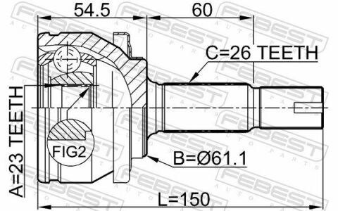 ШРКШ (ШРУС) наружный 23x61x26 AURIS 1.8 06-12