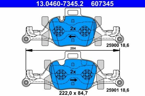 Колодки гальмівні (передні) BMW 3 (G20/G80) 18-/X5 (G05/F95) 18-/7 (G11/G12) 15- (Ate)