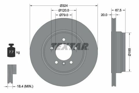 Диск гальмівний (задній) BMW 7 (E65/E66/E67) 01-09 (324x20) PRO