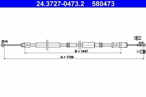 Трос ручника (задній) MB Sprinter (W905/W906) 06- (L=1706mm)