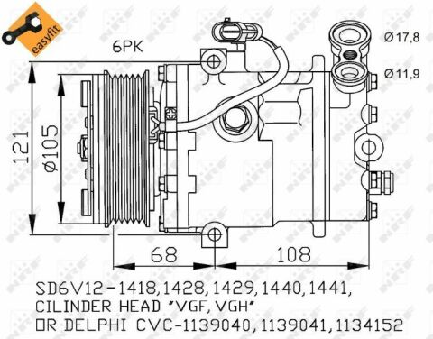 Компресор кондиціонера Opel Astra G/Combo/Corsa C 1.6-2.2D 98-