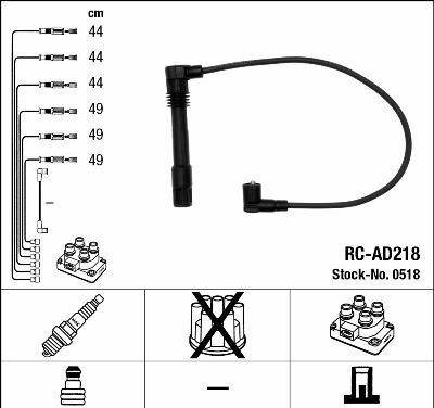 Комплект изолированных проводов для свечей зажигания rc-ad218