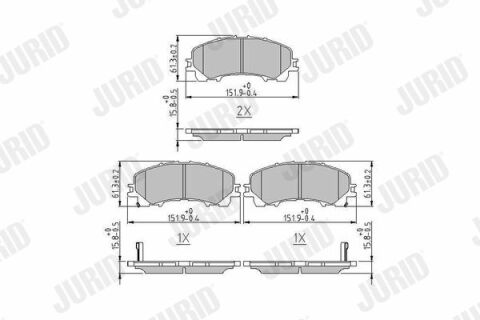 JURID NISSAN Колодки гальм. пров. X-Trail 1.6dCi 13-,Infiniti Q50