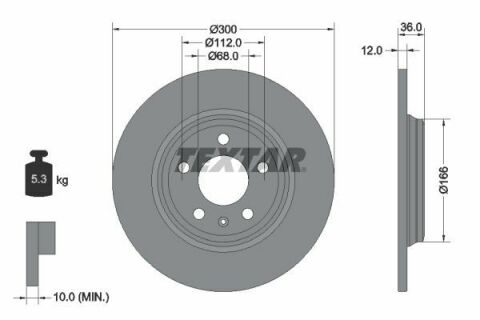 Диск тормозной (задний) Audi A4/A5/A6/A7/Q5 11-(300x12) PRO