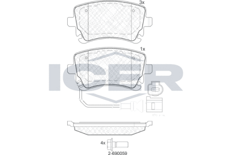 Колодки гальмівні (задні) VW T5 03-15/T6 15- (+датчик)