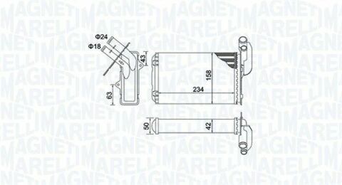 MAGNETI MARELLI RENAULT радіатор опалення R19 I,II,Clio I,