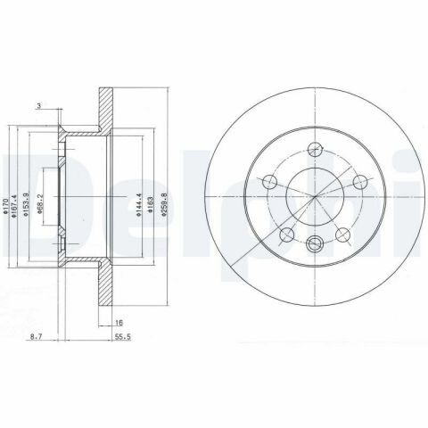 DELPHI VW Диск гальмівний передній T4 1,9/2,4D 91-