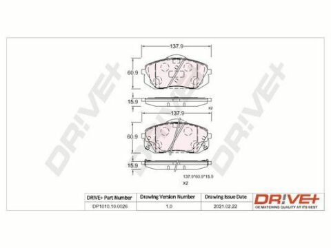 DP1010.10.0026 Drive+ - Гальмівні колодки до дисків