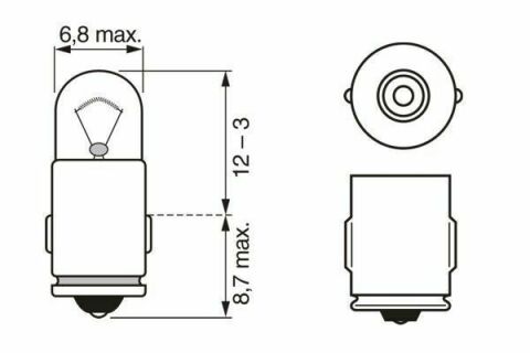 Автолампа T2W 12V 2W BA7s