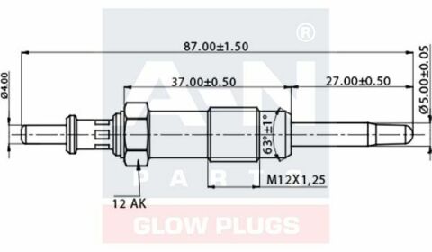 Свічка розжарювання (подвійна спіраль) 11.5V L=87mm Sprinter, Vito 2.9d MB