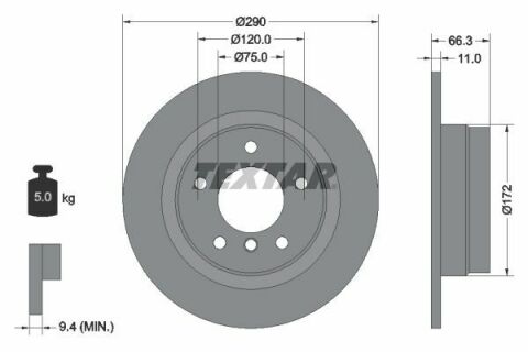 Диск тормозной (задний) BMW 1 (F20/F21)/ 2 (F22/F23) 11- (290x11) PRO