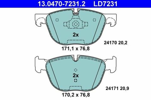 Колодки гальмівні (передні) BMW X5 (E70/F15/F85) 06-18/X6 (E71/E72/F16/F86) 08-19 (Ate) ATE Ceramic