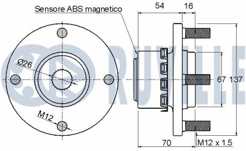 RUVILLE MITSUBISHI Підшипник передньої маточини Colt 04-, SMART Forfour -06.