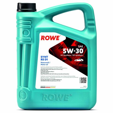 Моторное масло ROWE HIGHTEC SYNT RS D1 5W-30, 5 литров Моторное масло ROWE HIGHTEC SYNT RS D1 5W-30, 5 литров