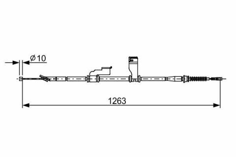 Трос ручника (задній) (R) Hyundai i10 08-17 (1263mm)