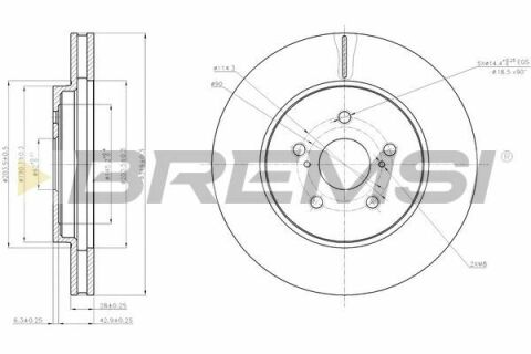 Тормозной диск перед. LEXUS RX 03-08 (318,5x28)