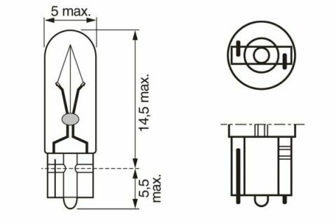 Автолампа W1.2W 12V 1.2W W2x4.6d Pure Light (BL/к-кт 2шт.)