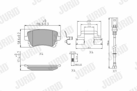 JURID VW Гальмівні колодки задн. Audi A4/A6/A8 04-T5 03-