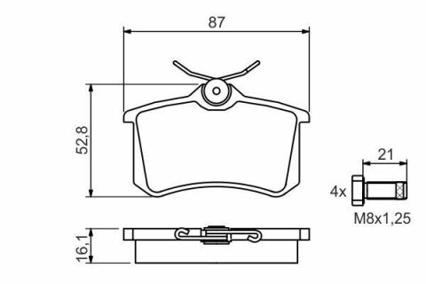 Комплект тормозных колодок (задних) VW Caddy III 04-/Peugeot 308 07-/Citroen C4 04-