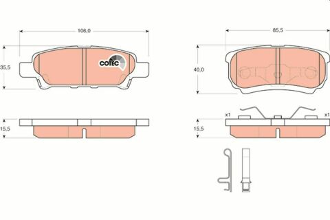 Гальмівні колодки зад. MITSUBISHI LANCER/JEEP PATRIOT 1.3-2.4 02-