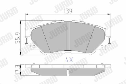 JURID TOYOTA Колодки гальмівні передні Auris,Corolla,RAV-4 05-