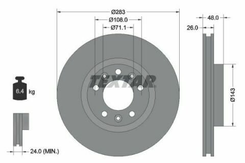 Диск тормозной (передний) Citroen C4 13-/Berlingo/Opel Combo 18- (283x26) PRO