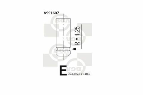 Клапан двигателя впуск. Aveo 05-1.2/Matiz 98-0.8-1.0 (110.5x37.5x5.5)