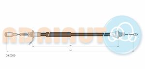 трос ручнго тормоза задн. прав. CHRYSLER GRAND VOYAGER 01-08 (короткая база)