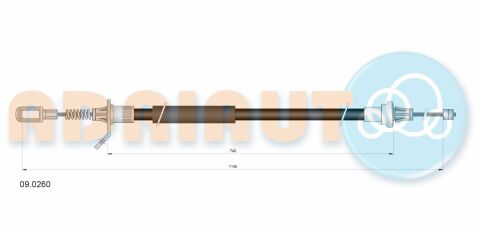 трос ручного гальма задн. прав. CHRYSLER GRAND VOYAGER 01-08 (коротка база)