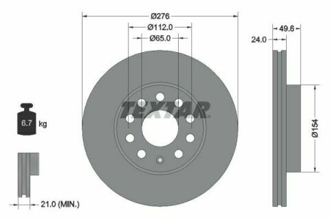 Диск тормозной (передний) VW Golf VII 12-(276x24) PRO+