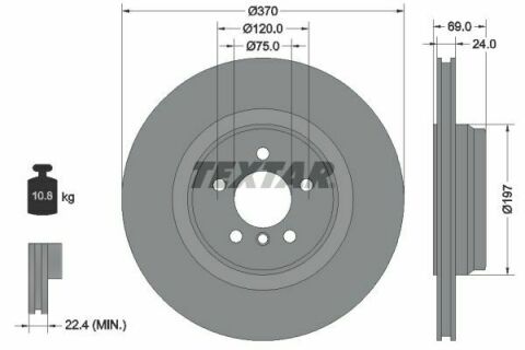 Диск гальмівний (задній) BMW 5 (F07/F11)/ 7(F01/F02/F03/F04) 08-17 (370x24) PRO