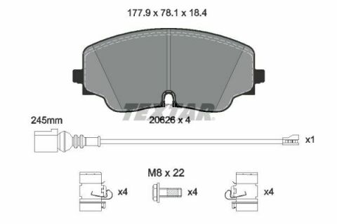 Колодки гальмівні (передні) VW Golf VIII/Tiguan 20- (ZF) (+датчик)