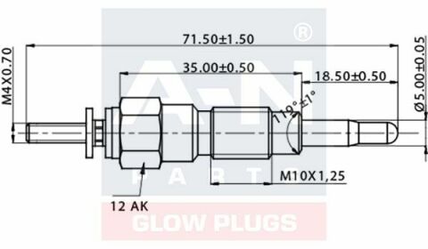 Свеча накала (двойная спираль) 10.5V Patrol 3.2D 88-,Pick Up 2.3/2.5D 83- NISSAN