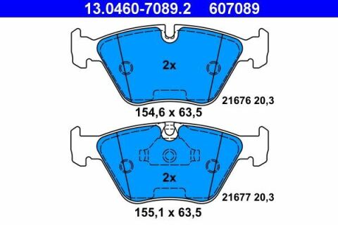 Колодки тормозные (передние) BMW 5 (E39) 95-04 (Ate) M47/M51/M52/M54/M57