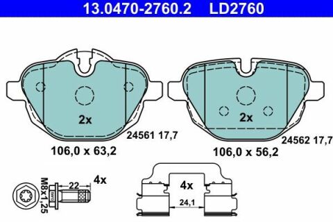 Колодки тормозные (задние) BMW 5 (F10-F11/G30-31)/X3 (F25/G01)/ X5 (G05) 10- (Lucas/TRW) ATE Ceramic