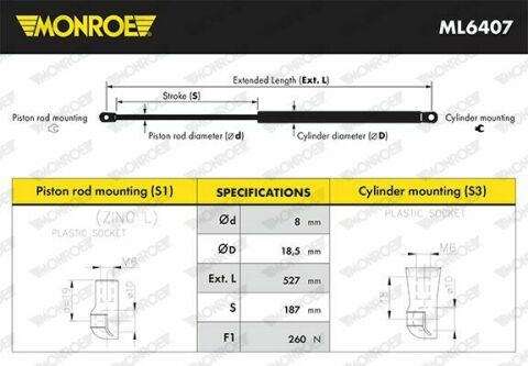 MONROE TOYOTA Газовый амортизатор багажника Land Cruiser Prado 09-