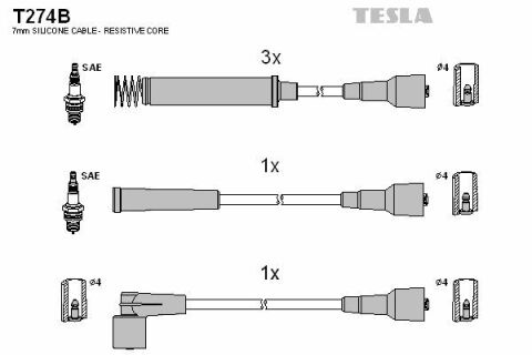 Кабель запалювання к-кт TESLA Opel Astra, Kadet 86-98 1,8