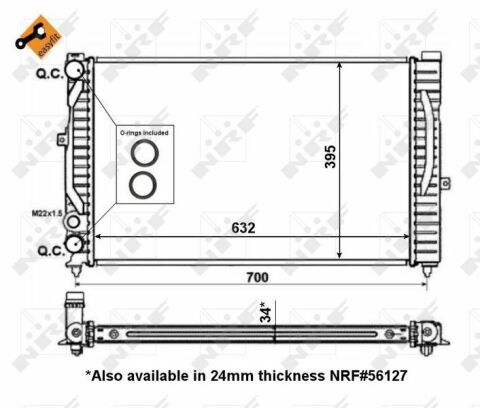 Радіатор охолодження Audi A4/A6/VW Passat 1.6-2.8 94-08 (632x395x33)