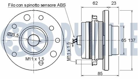 RUVILLE OPEL Подшипник передн.ступицы Astra G 1,8-2,2 16V/2,2DTI 98-02Zafira 99-03( +ABS)